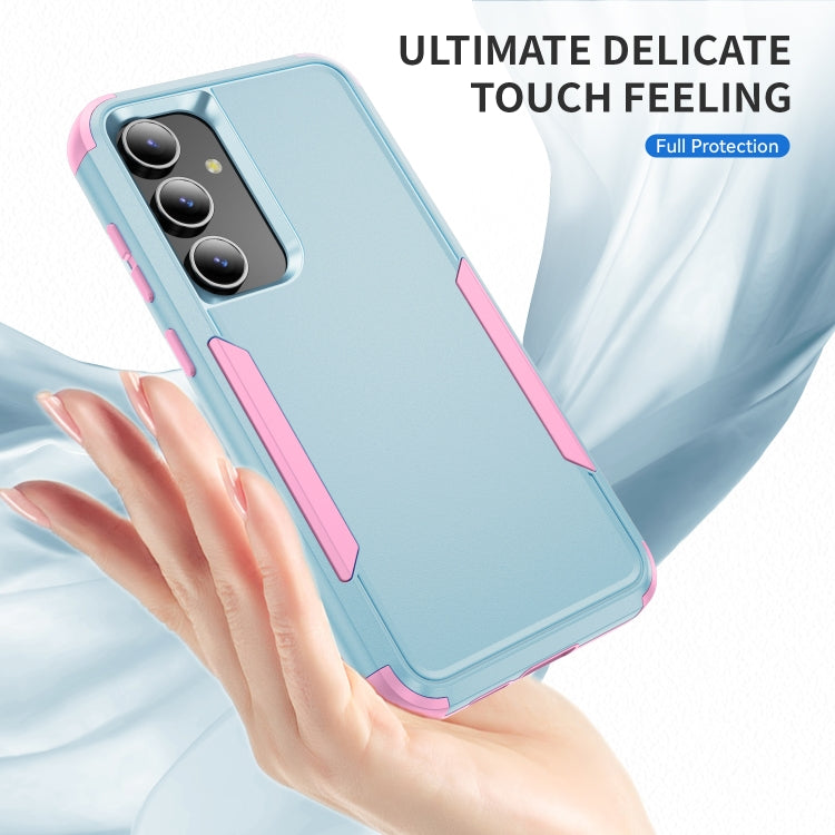 For Samsung Galaxy S24 5G TPU + PC Shockproof Protective Phone Case(Grey Green + Pink)