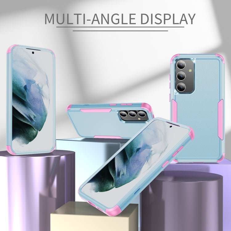 For Samsung Galaxy S24 5G TPU + PC Shockproof Protective Phone Case(Grey Green + Pink)