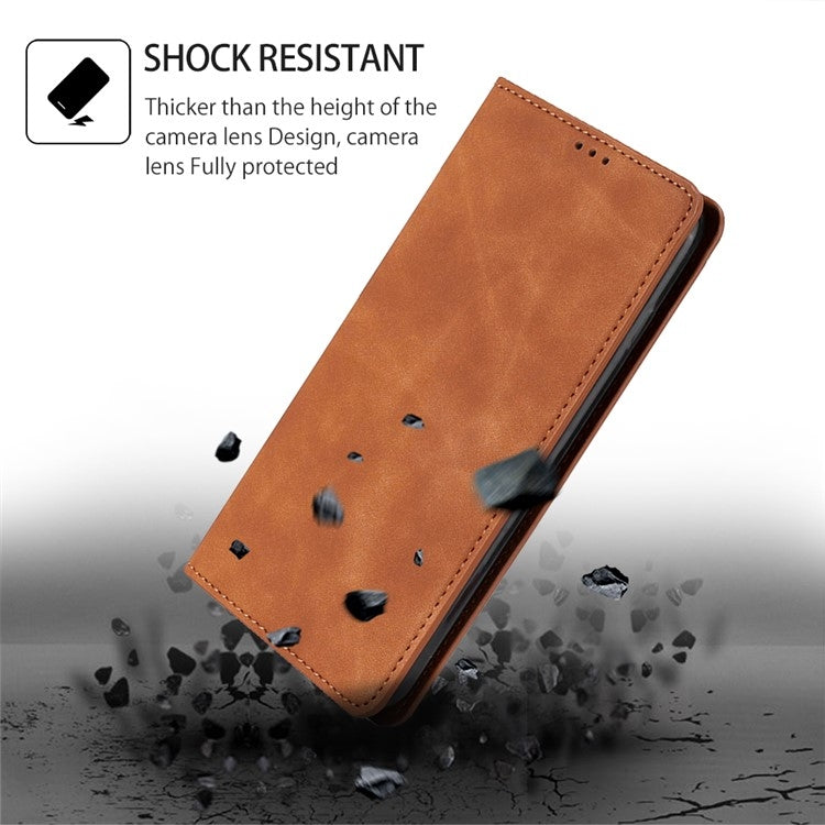 For Samsung Galaxy S24 5G Skin Feel Magnetic Leather Phone Case(Light Brown)
