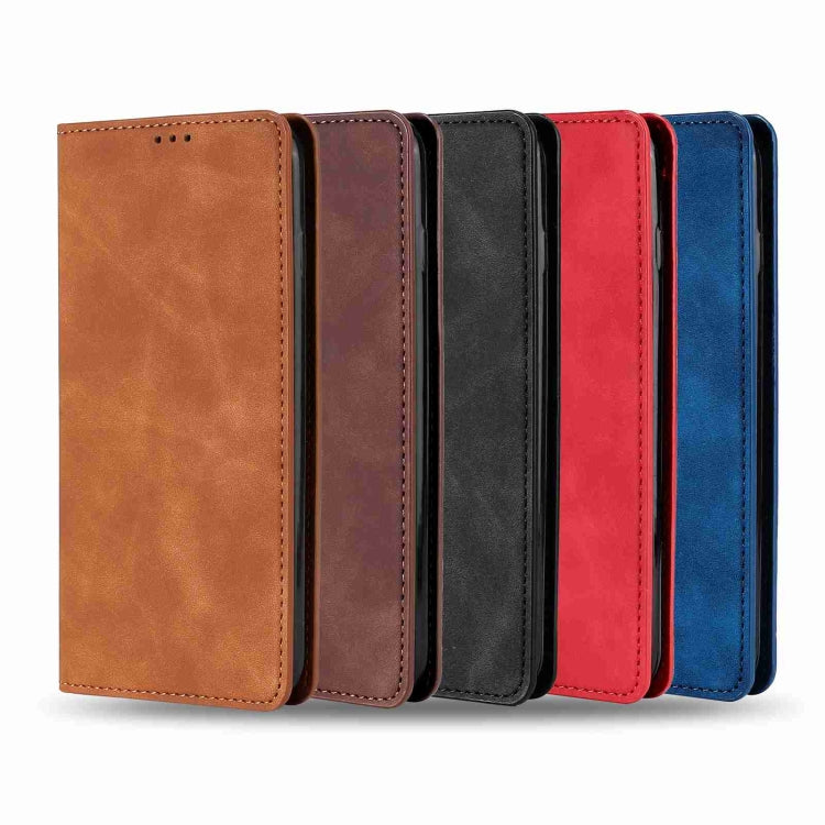 For Samsung Galaxy S24 5G Skin Feel Magnetic Leather Phone Case(Light Brown)