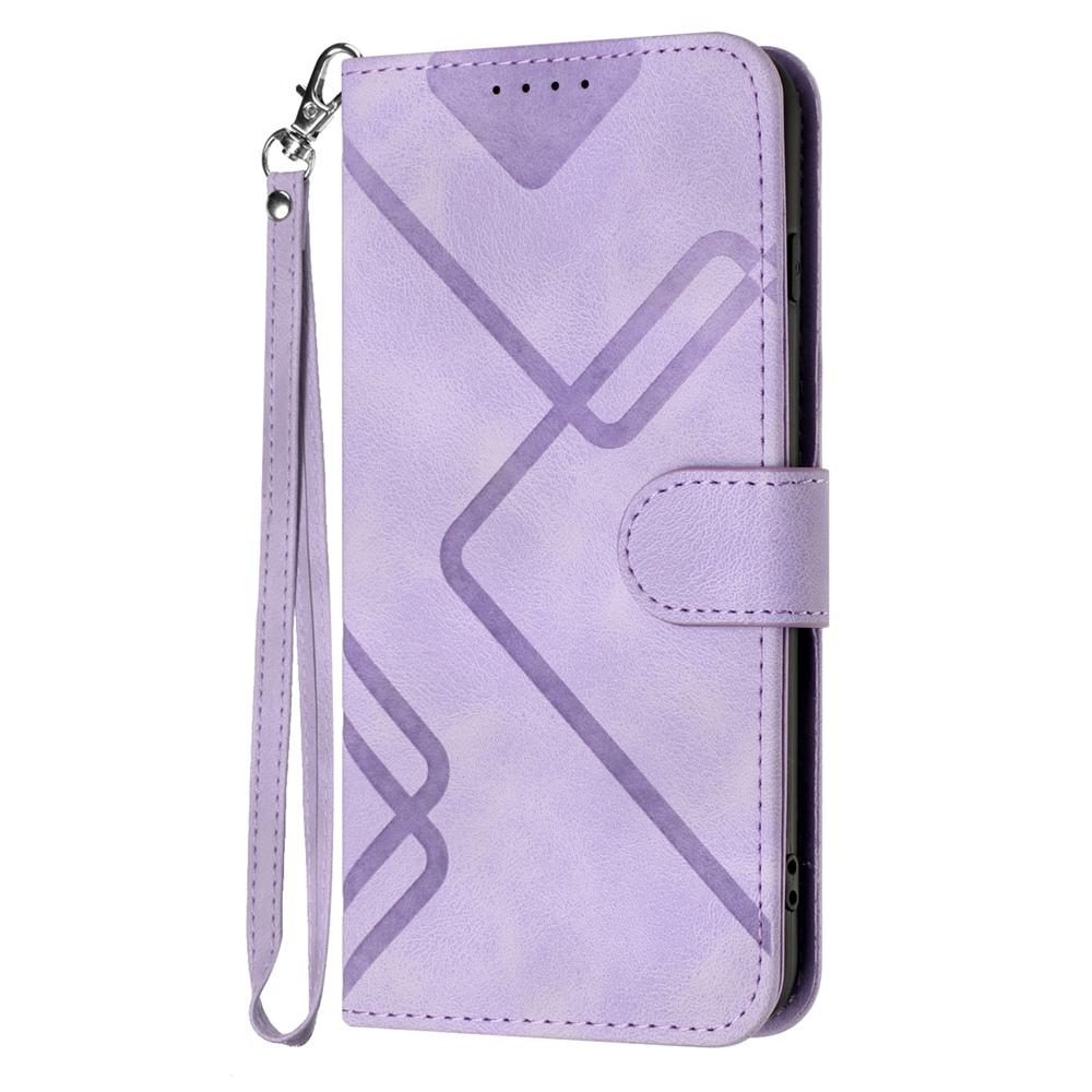 Compatible with iPhone 18 Pro Max & 17 Pro Max Line Pattern Skin Feel Leather Phone Case - Light Purple