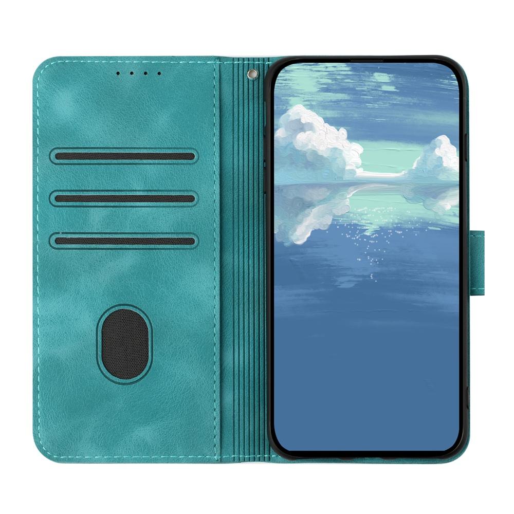 Compatible with iPhone 18 Pro Max & 17 Pro Max Line Pattern Skin Feel Leather Phone Case - Light Blue