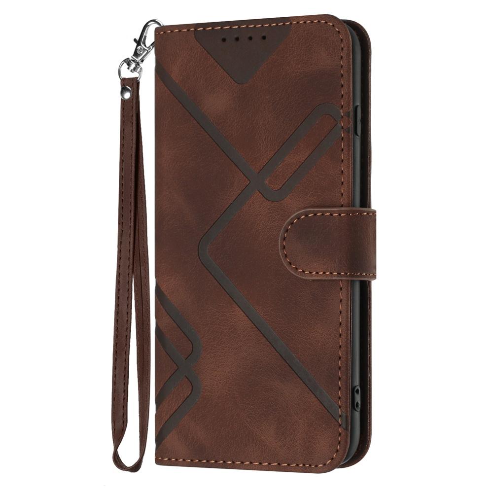 Compatible with iPhone 18 Pro & 17 Pro Line Pattern Skin Feel Leather Phone Case - Coffee