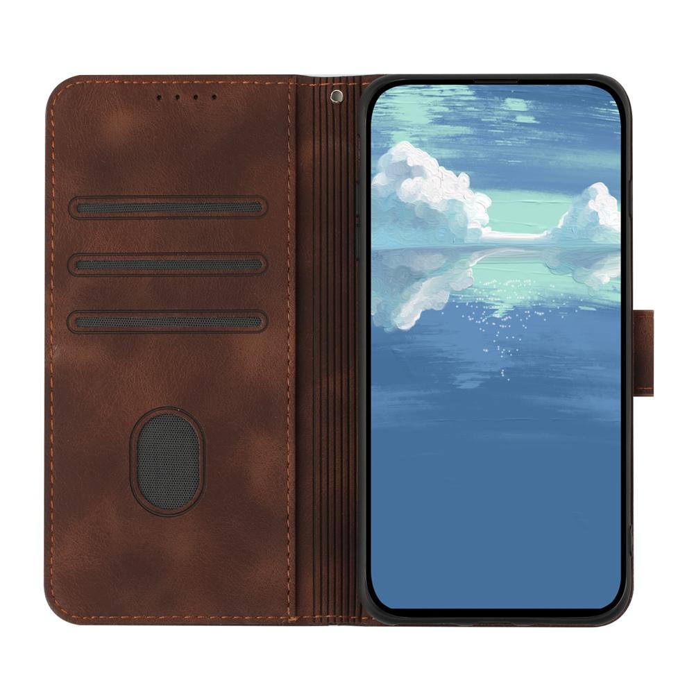 Compatible with iPhone 18 Pro & 17 Pro Line Pattern Skin Feel Leather Phone Case - Coffee