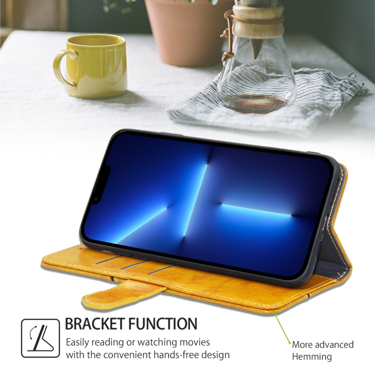 For Honor Magic6 Geometric Stitching Leather Phone Case(Yellow)