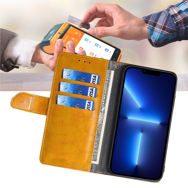 For Honor Magic6 Geometric Stitching Leather Phone Case(Yellow)