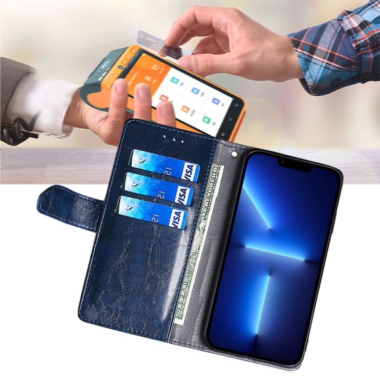 For Honor Magic6 Geometric Stitching Leather Phone Case(Blue)