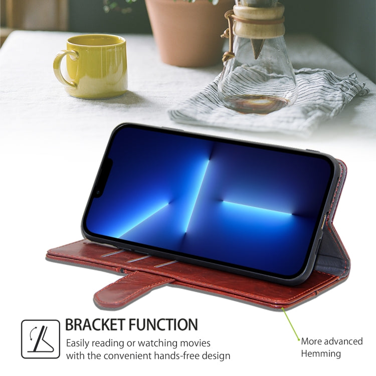 For Honor Magic6 Geometric Stitching Leather Phone Case(Dark Brown)