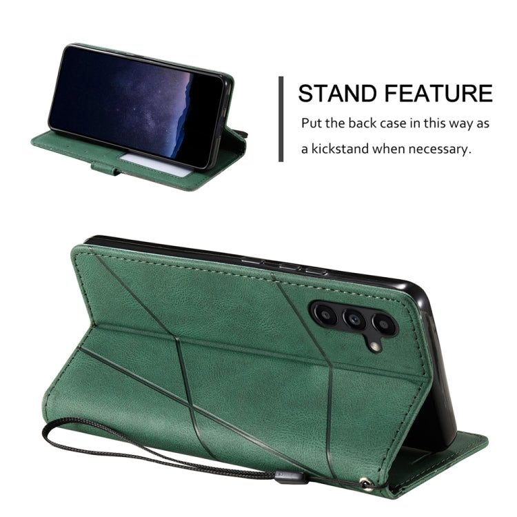 For Samsung Galaxy S24 5G Skin Feel Splicing Leather Phone Case(Green)