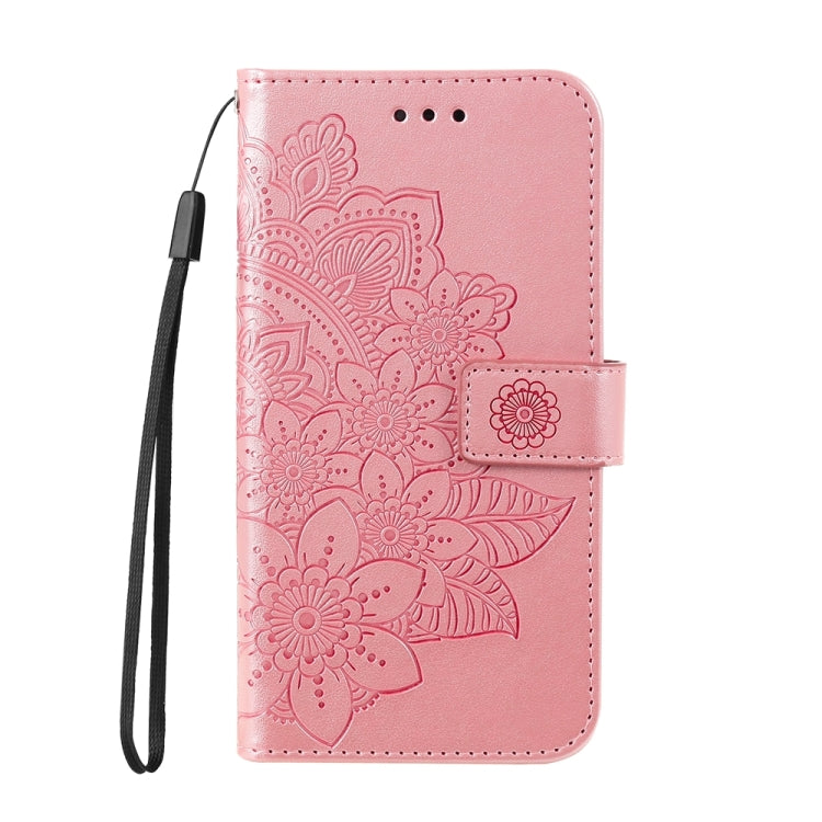 For Honor X8b 7-petal Flowers Embossing Leather Phone Case(Rose Gold)