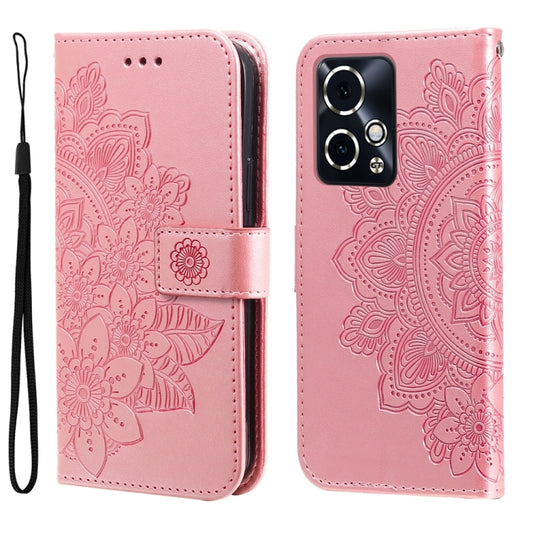 For Honor 90 GT 7-petal Flowers Embossing Leather Phone Case(Rose Gold)