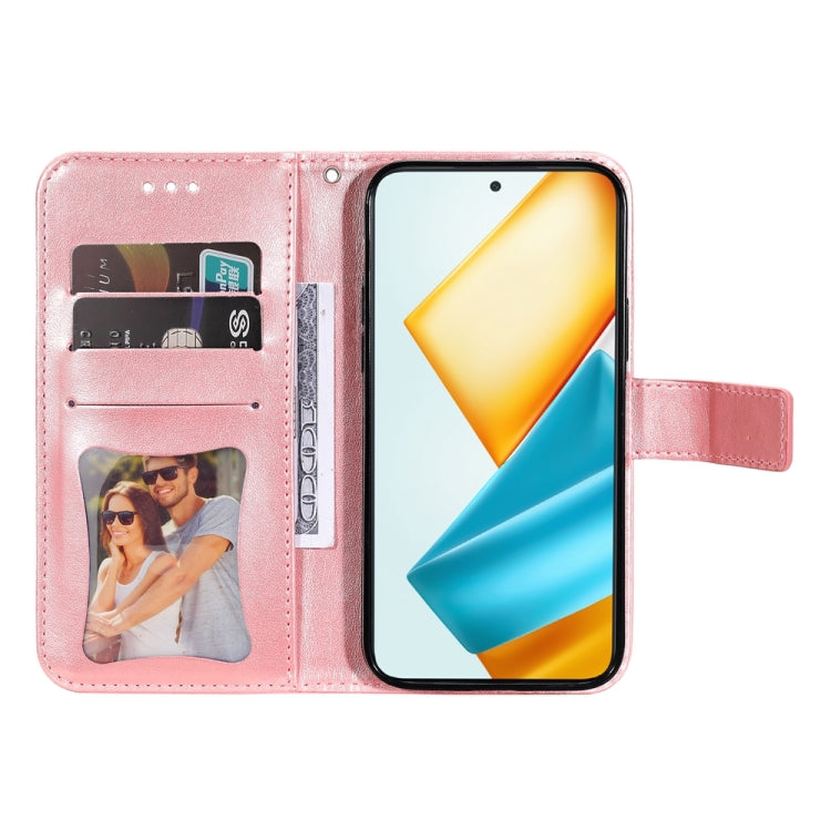 For Honor 90 GT 7-petal Flowers Embossing Leather Phone Case(Rose Gold)