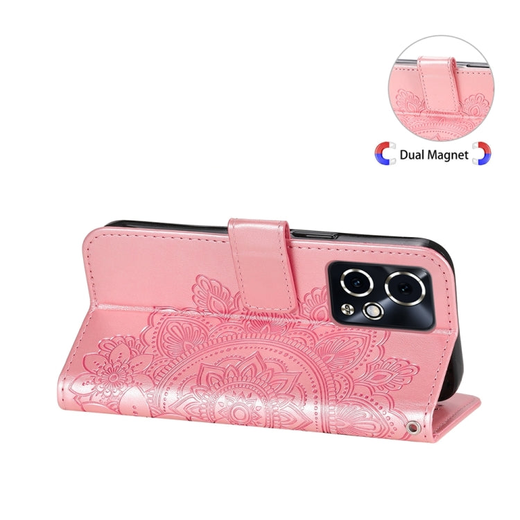 For Honor 90 GT 7-petal Flowers Embossing Leather Phone Case(Rose Gold)