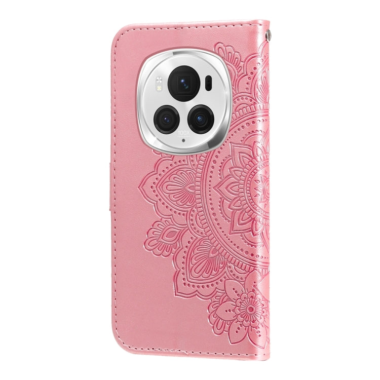 For Honor Magic6 Pro 7-petal Flowers Embossing Leather Phone Case(Rose Gold)