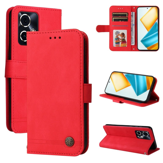 For Honor 90 GT Skin Feel Life Tree Metal Button Leather Phone Case(Red)