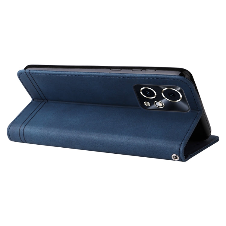 For Honor 90 GT Skin Feel Life Tree Metal Button Leather Phone Case(Blue)