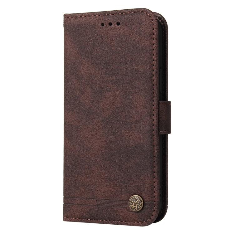 For Honor X8b Skin Feel Life Tree Metal Button Leather Phone Case(Brown)
