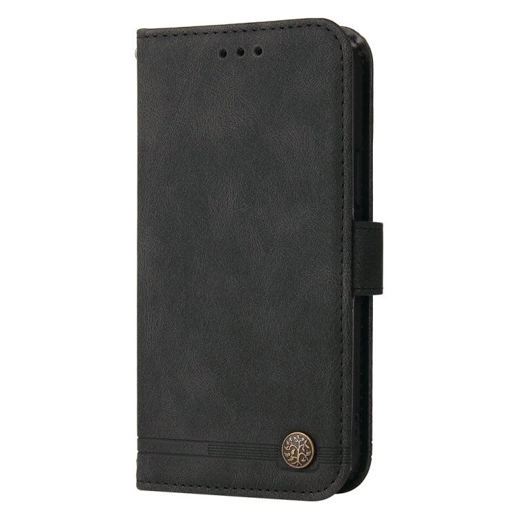 For Honor X8b Skin Feel Life Tree Metal Button Leather Phone Case(Black)