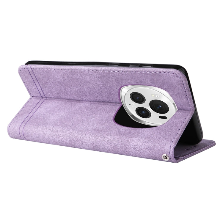 For Honor Magic6 Pro Skin Feel Life Tree Metal Button Leather Phone Case(Purple)