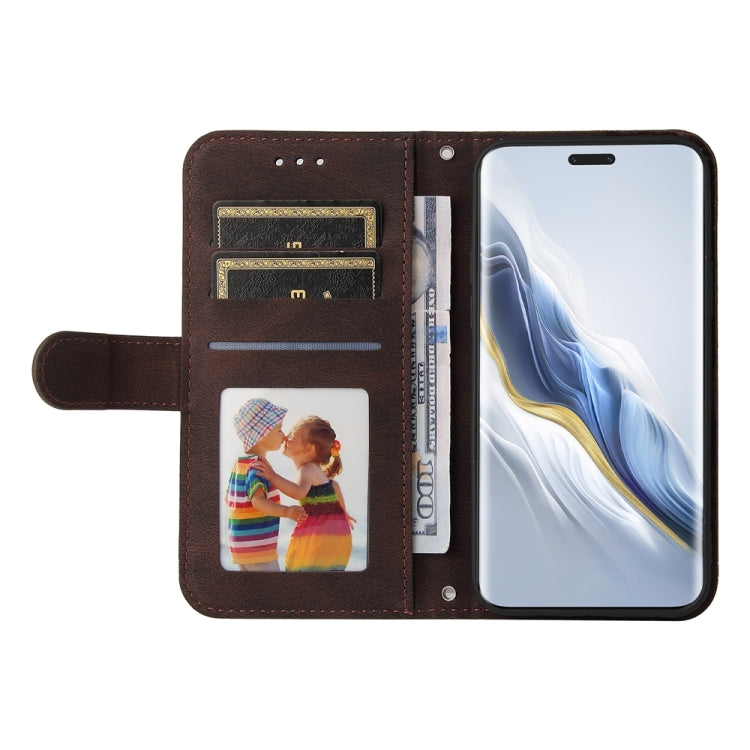 For Honor Magic6 Pro Skin Feel Life Tree Metal Button Leather Phone Case(Brown)