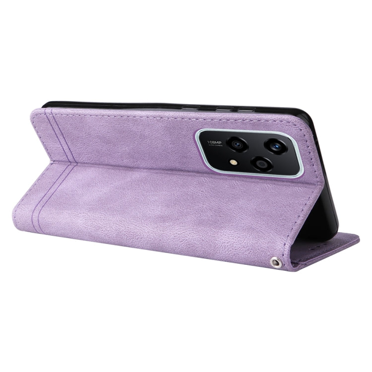 For Honor 200 Lite 5G Global Skin Feel Life Tree Metal Button Leather Phone Case(Purple)