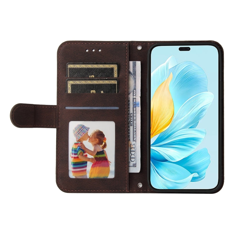 For Honor 200 Lite 5G Global Skin Feel Life Tree Metal Button Leather Phone Case(Brown)