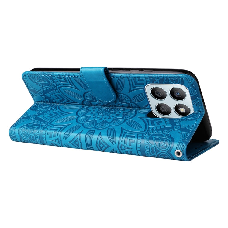 For Honor X8b Embossed Sunflower Leather Phone Case(Blue)