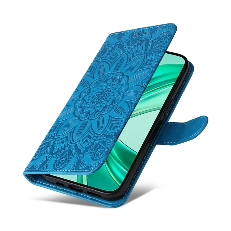 For Honor X8b Embossed Sunflower Leather Phone Case(Blue)