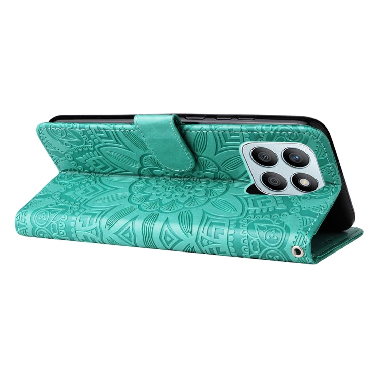 For Honor X8b Embossed Sunflower Leather Phone Case(Green)