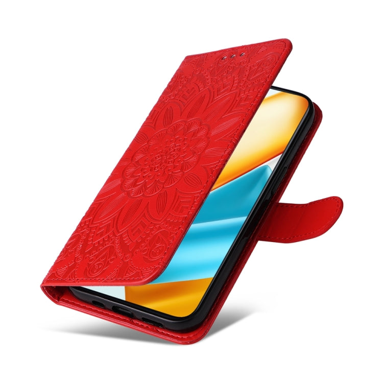 For Honor 90 GT Embossed Sunflower Leather Phone Case(Red)