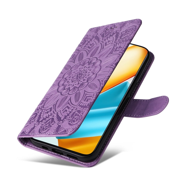 For Honor 90 GT Embossed Sunflower Leather Phone Case(Purple)