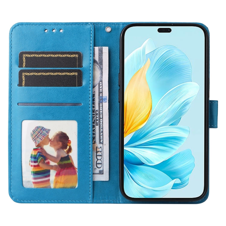 For Honor 200 Lite 5G Global Embossed Sunflower Leather Phone Case(Blue)
