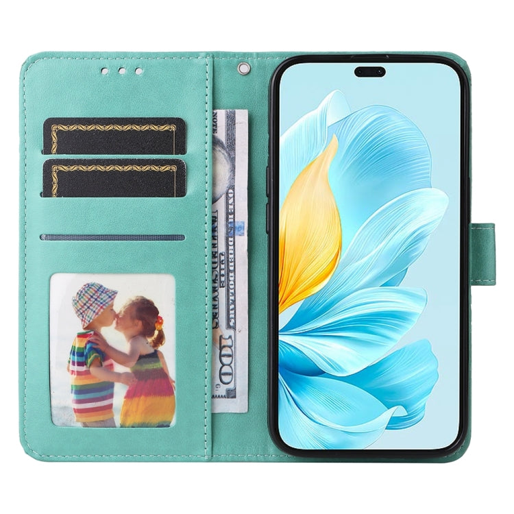 For Honor 200 Lite 5G Global Embossed Sunflower Leather Phone Case(Green)