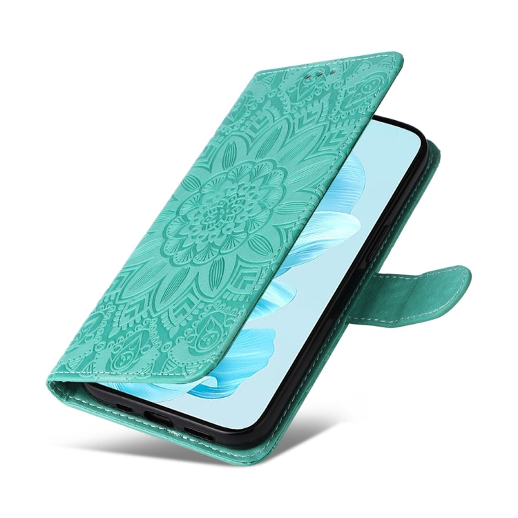 For Honor 200 Lite 5G Global Embossed Sunflower Leather Phone Case(Green)