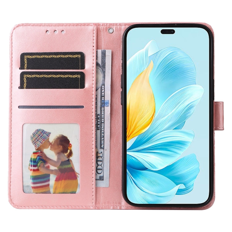 For Honor 200 Lite 5G Global Embossed Sunflower Leather Phone Case(Rose Gold)