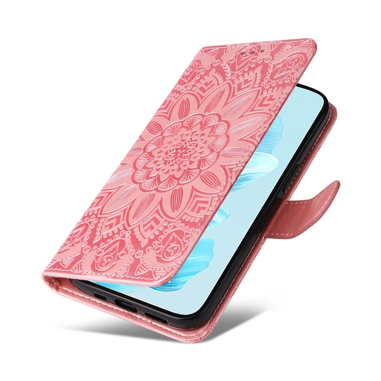 For Honor 200 Lite 5G Global Embossed Sunflower Leather Phone Case(Rose Gold)