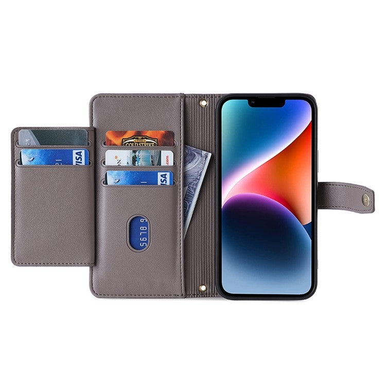 For Honor Magic6 5G Sheep Texture Cross-body Zipper Wallet Leather Phone Case(Grey)