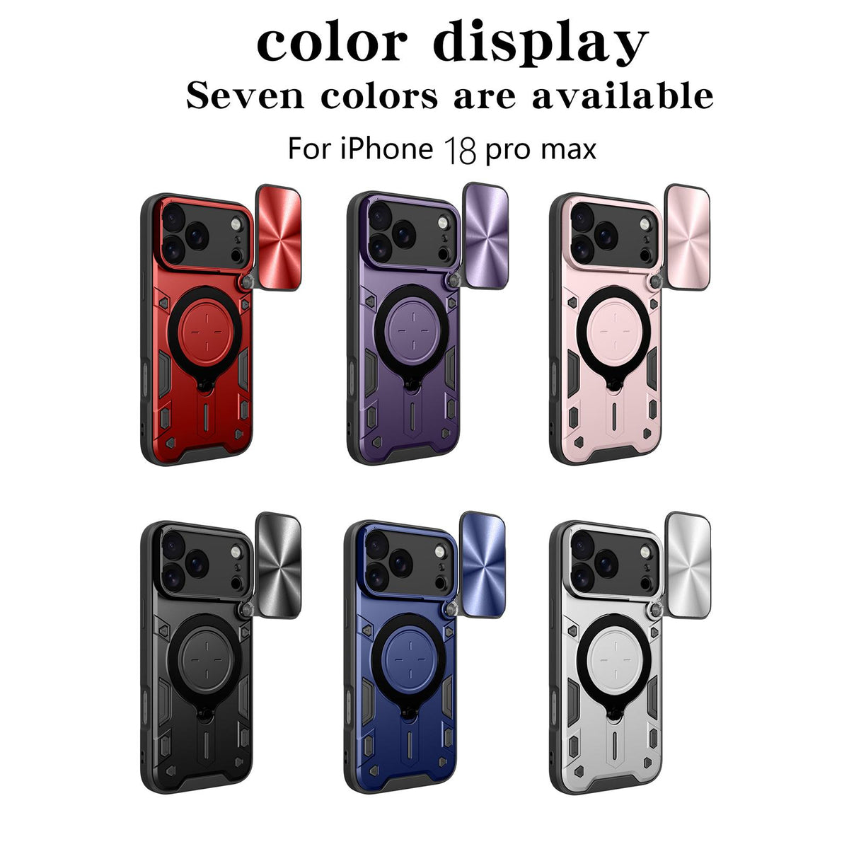 Compatible with iPhone 18 Pro Max CD Texture Sliding Camshield Magnetic Holder Phone Case - Red