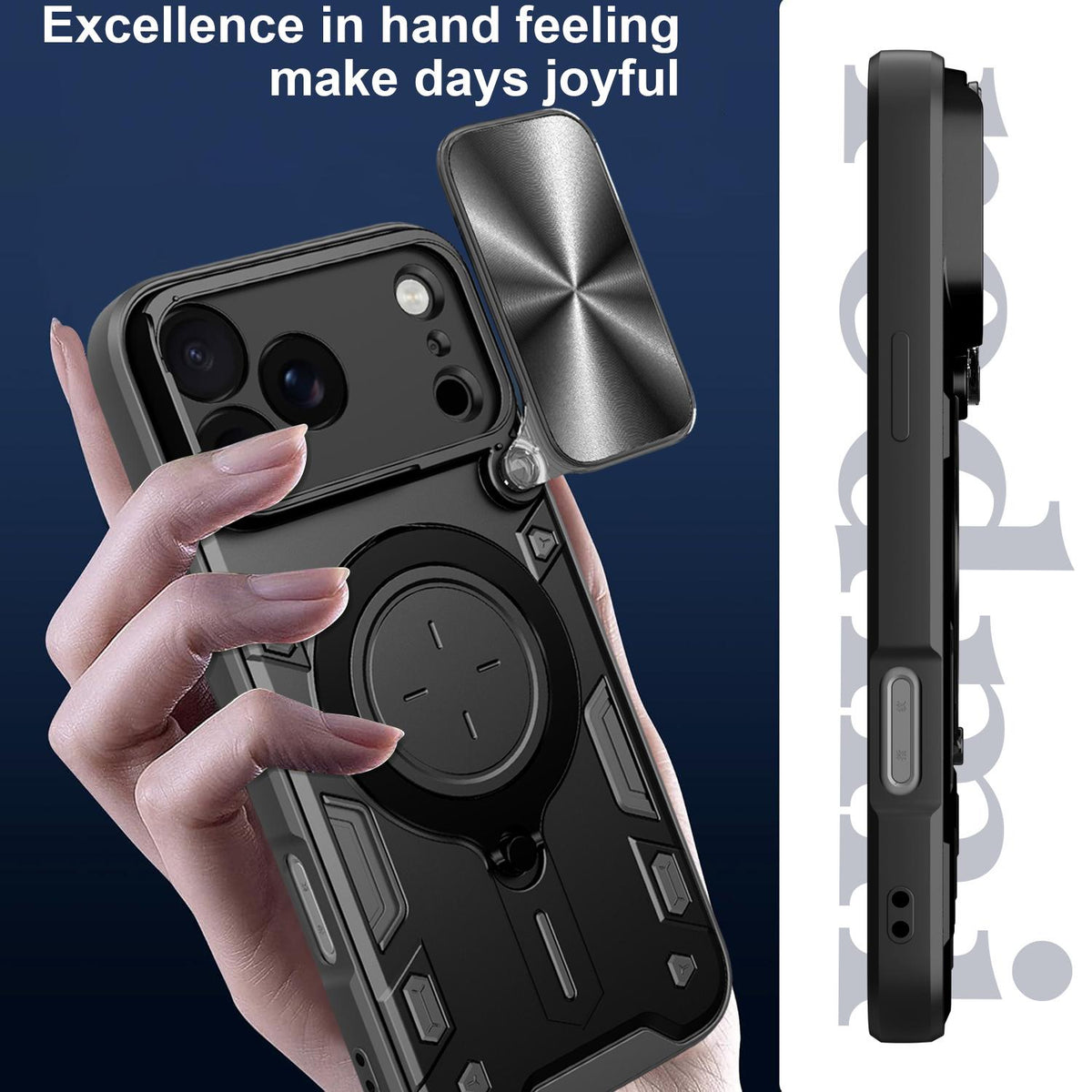 Compatible with iPhone 18 Pro Max CD Texture Sliding Camshield Magnetic Holder Phone Case - Red