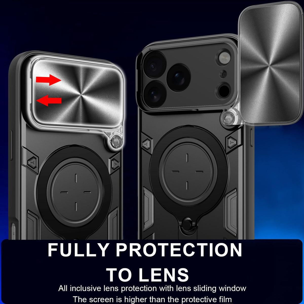 Compatible with iPhone 18 Pro Max CD Texture Sliding Camshield Magnetic Holder Phone Case - Red