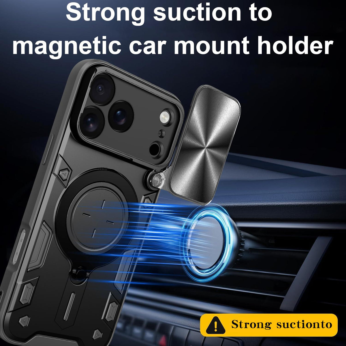 Compatible with iPhone 18 Pro Max CD Texture Sliding Camshield Magnetic Holder Phone Case - Blue