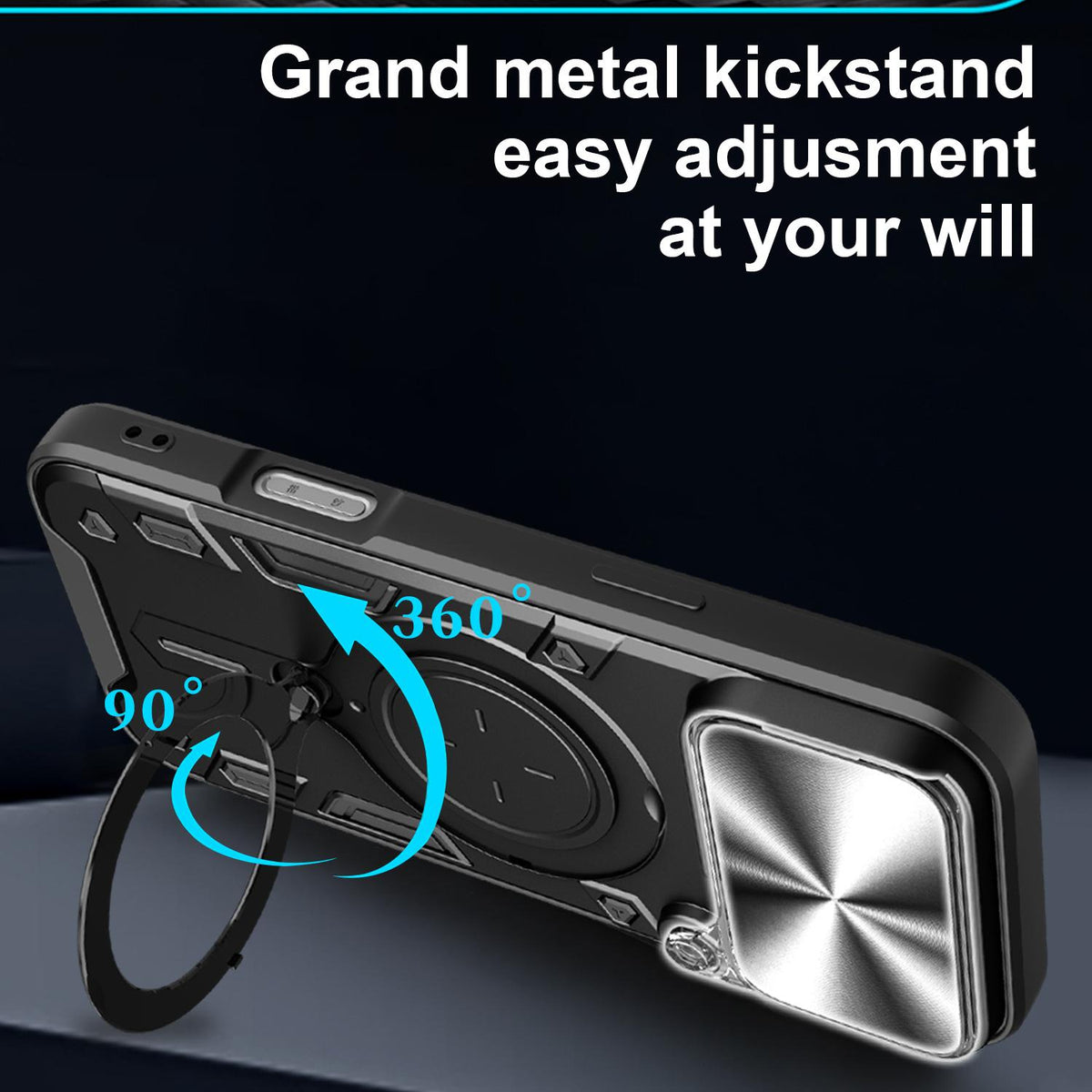 Compatible with iPhone 18 Pro Max CD Texture Sliding Camshield Magnetic Holder Phone Case - Silver
