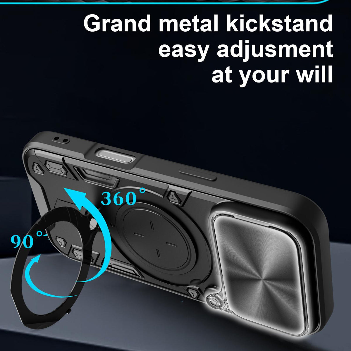 Compatible with iPhone 18 Pro CD Texture Sliding Camshield Magnetic Holder Phone Case - Silver