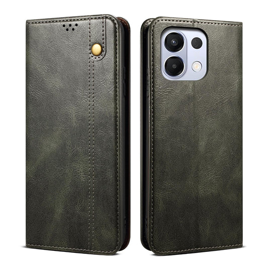 For OPPO K13 5G India Oil Wax Crazy Horse Texture Leather Phone Case(Dark Green)