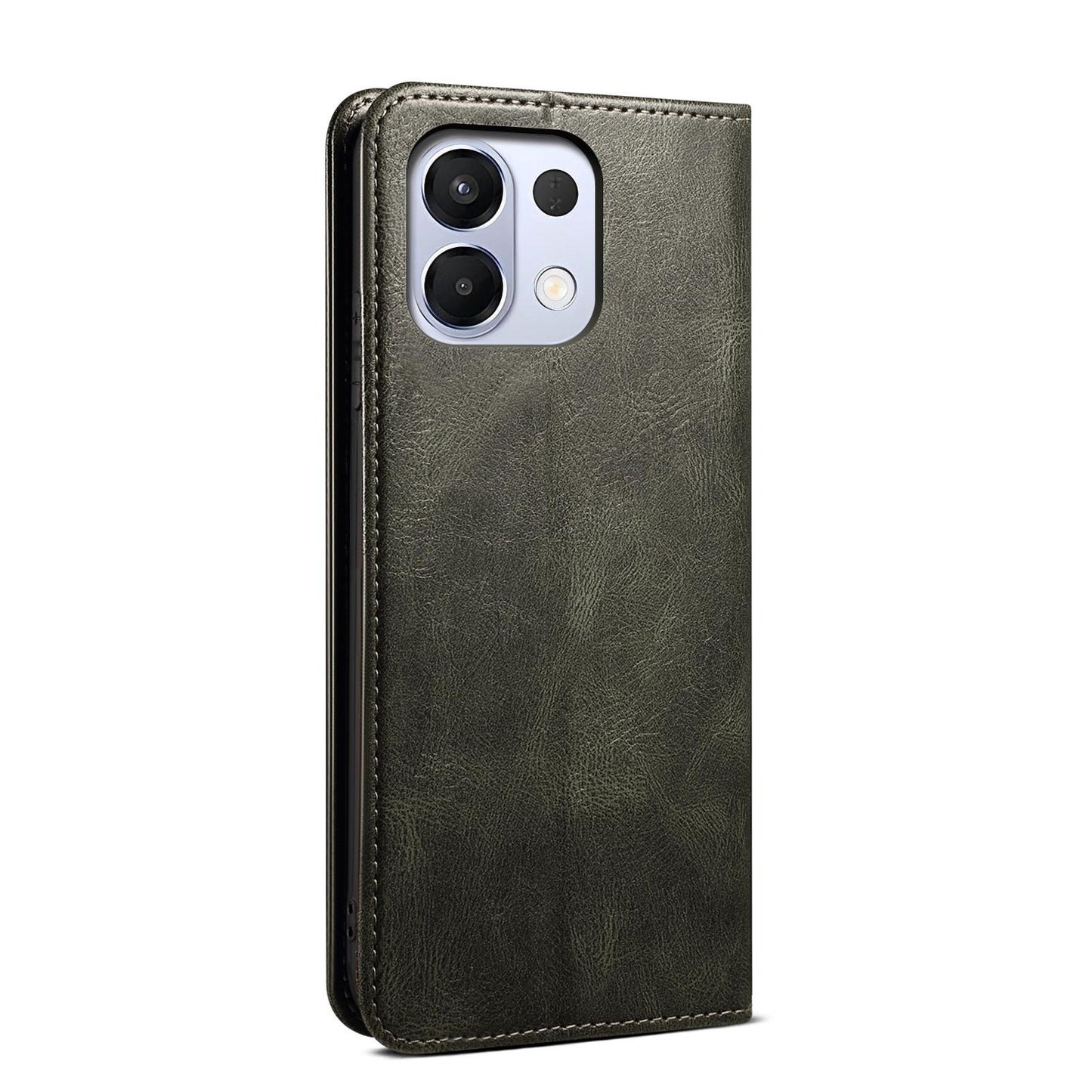 For OPPO K13 5G India Oil Wax Crazy Horse Texture Leather Phone Case(Dark Green)
