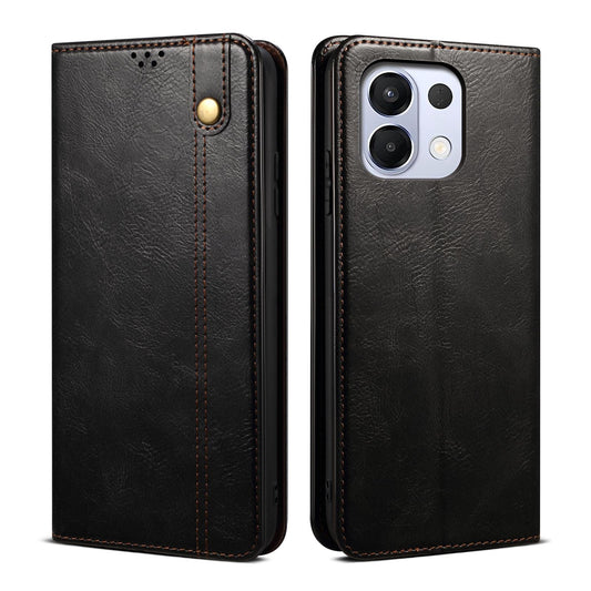 For OPPO K13 5G India Oil Wax Crazy Horse Texture Leather Phone Case(Black)