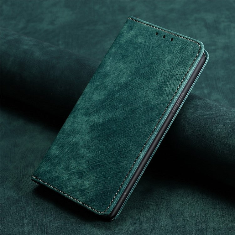 For Samsung Galaxy S24 5G RFID Anti-theft Brush Magnetic Leather Phone Case(Green)