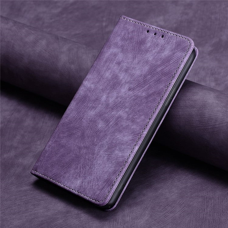 For Samsung Galaxy S24 5G RFID Anti-theft Brush Magnetic Leather Phone Case(Purple)