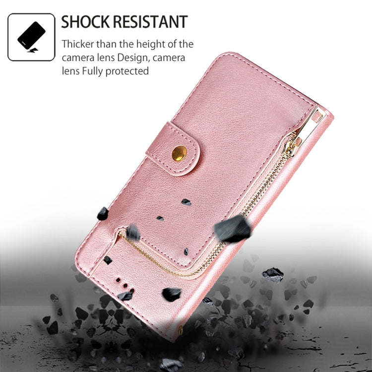 For Samsung Galaxy S24 5G Zipper Bag Leather Phone Case(Rose Gold)