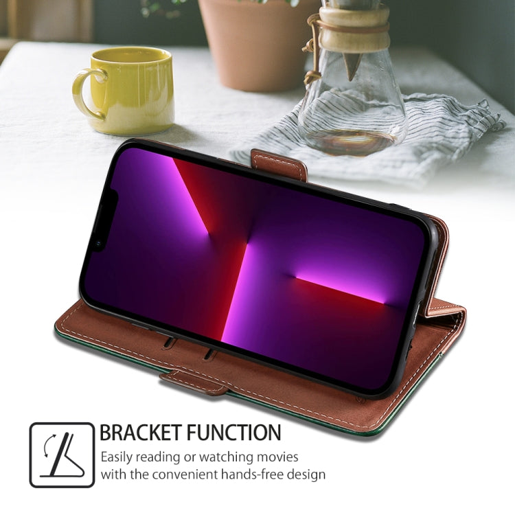 For Samsung Galaxy S24 5G Contrast Color Side Buckle Leather Phone Case(Light Brown + Green)